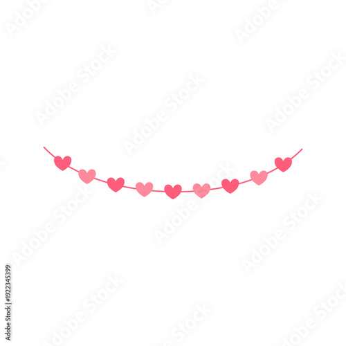 Valentine’s Day Hanging Heart Decoration. Valentines Day Greeting Card. Vector illustration