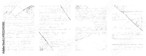 Faded handwritten script on aged paper with grey diagonal lines and scattered speckles vintage