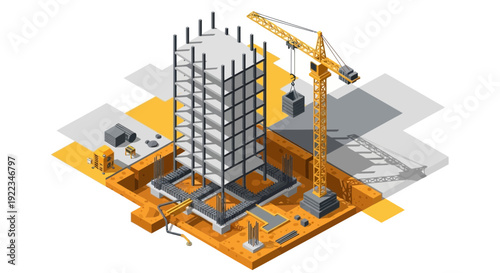 3D Rendering of Construction Site with Crane 2.