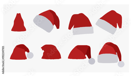 Detailed Realistic Red Santa Hat Vector Pack