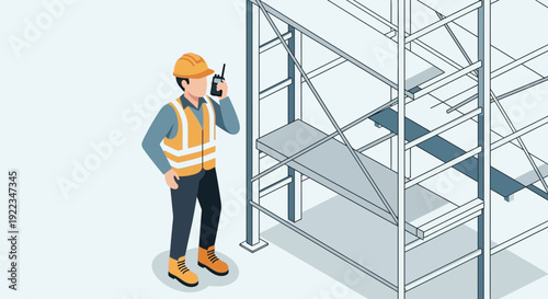 Construction Worker Talking on Mobile Phone 1.