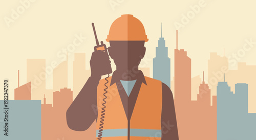 Construction Worker Talking on Mobile Phone 2.