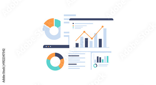 Data Analysis and Reporting Dashboard. Financial Growth Visualization with Charts, Graphs, Statistics, and Business Intelligence Metrics.