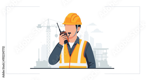 Construction Worker Using Walkie Talkie 2.