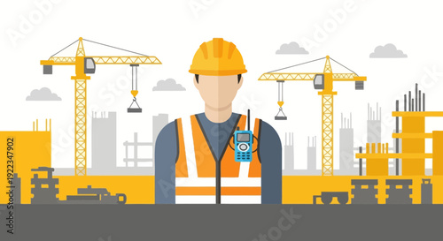 Construction Worker with Hard Hat and Vest.