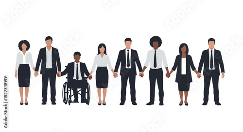 Diverse business team walking together in professional office attire collaboration