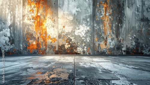 Wallpaper Mural Abstract background featuring a decaying industrial wall and textured floor. Torontodigital.ca