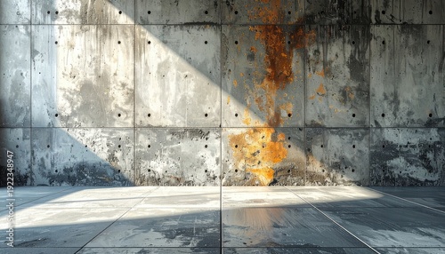 Wallpaper Mural Gritty Industrial Concrete Room with Sunlight Slanting Across the Floor Torontodigital.ca