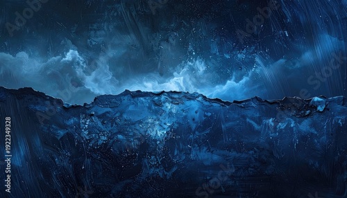 Wallpaper Mural Abstract representation of a dark, stormy night sky above a textured, icy landscape. Torontodigital.ca