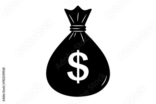Money bag icon, financial symbol and dollar sign.