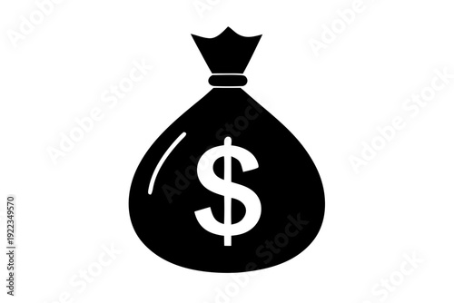 Money bag icon, financial symbol and dollar sign.