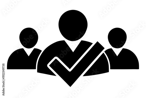 Team Icon with Check Mark – Approved Business Team Concept Vector