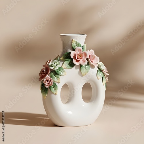 Vintage porcelain vase with floral decoration