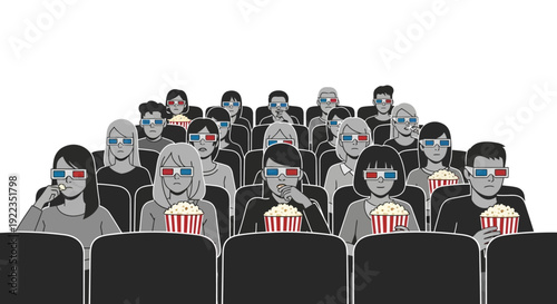Group of diverse people wearing face masks in cinema with popcorn during pandemic