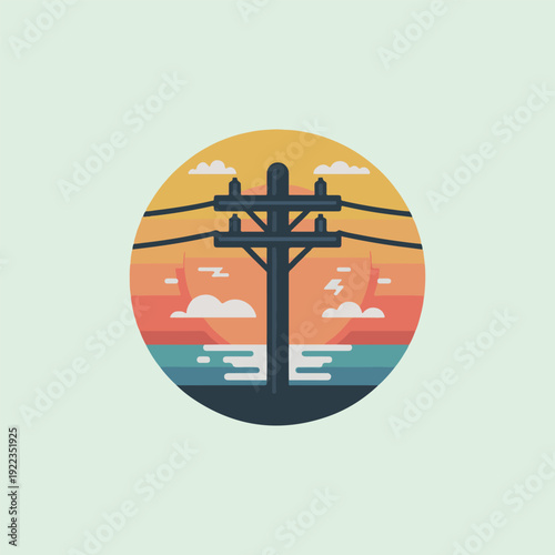 vector illustration of a electricity pillar 