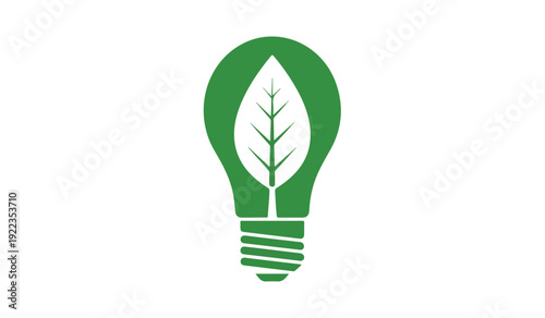Eco-Conscious Green Light Bulb Design with Leaf for Sustainable Power Solutions