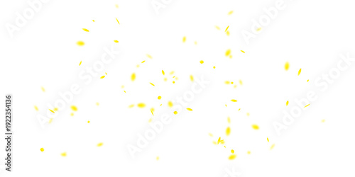 Bright Golden Yellow Curved Confetti Elements Scattered on White Background Creating Elegant Celebration Atmosphere for Holiday, Party, Invitation, and Promotional Design Use	