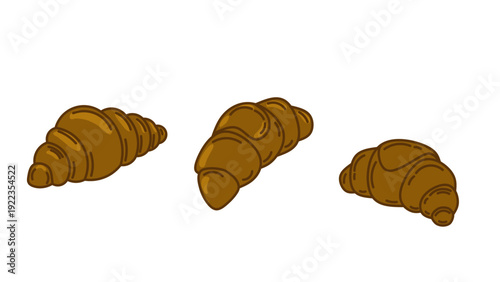 bread on white background, Croissant illustration, Croissant pastry vektor illustration isolated on white background.