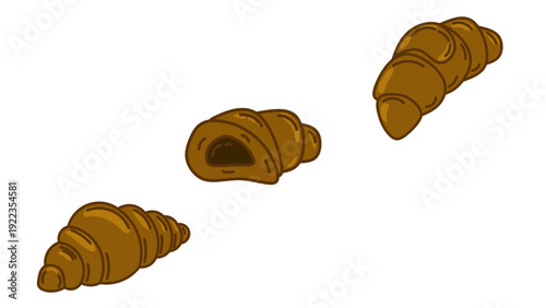 bread on white background, Croissant illustration, Croissant pastry vektor illustration isolated on white background.