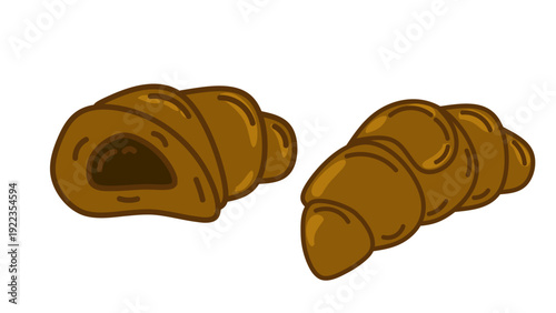 bread on white background, Croissant illustration, Croissant pastry vektor illustration isolated on white background.