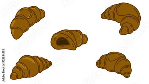 bread on white background, Croissant illustration, Croissant pastry vektor illustration isolated on white background.