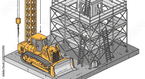 Heavy Machinery Construction Equipment Bulldozer Rendering.