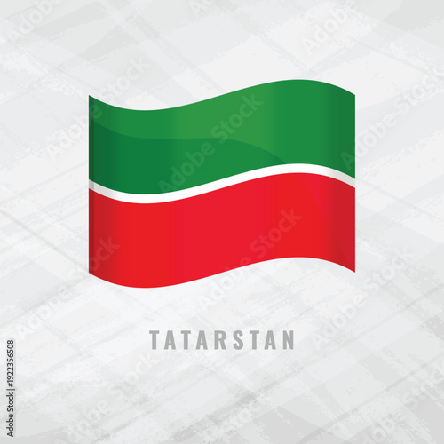 3D illustration waving flag of Tatarstan. Vector flag of the Republic of Tatarstan on grey background with copy space. Symbol of Tatar culture, heritage, and regional identity.