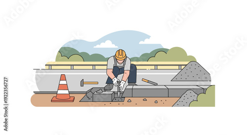 Woman Construction Worker Inspecting Road Damage.