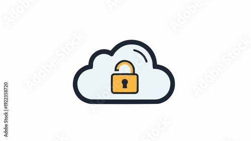 Cloud storage security lock icon.