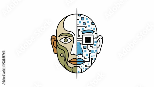 Split face with robotic circuit.