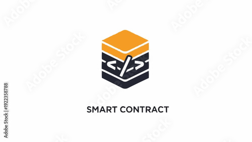 Smart contract logo with cube design.