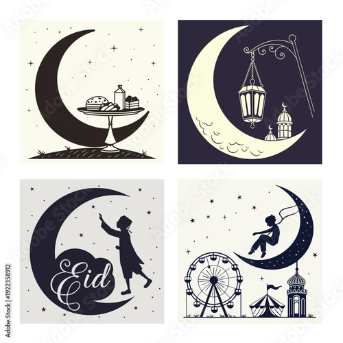 Minimalist composition featuring three small dark shapes on a light background