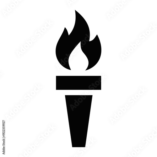 Black Torch Icon with Flames.
