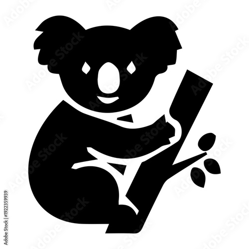 Koala Bear Eating Eucalyptus Leaves Illustration.