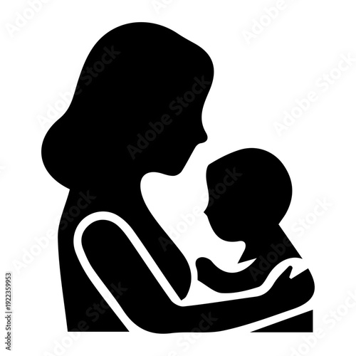 Mother Silhouette Holding Baby Close.