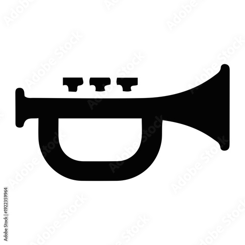 Simple Black Trumpet Musical Instrument Icon.