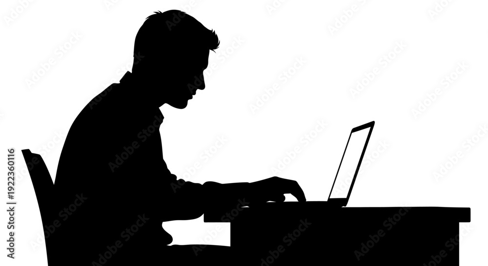 custom made wallpaper toronto digitalMan working on laptop in silhouette with modern workspace