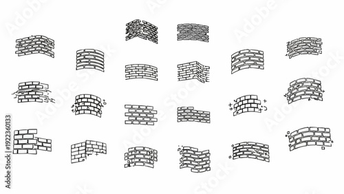 Collection of brick wall fragments.