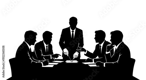 Business team discussing strategies in a modern office setting