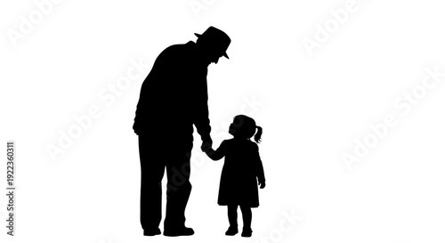 Wallpaper Mural Heartwarming moment of a man and little girl holding hands in silhouette Torontodigital.ca