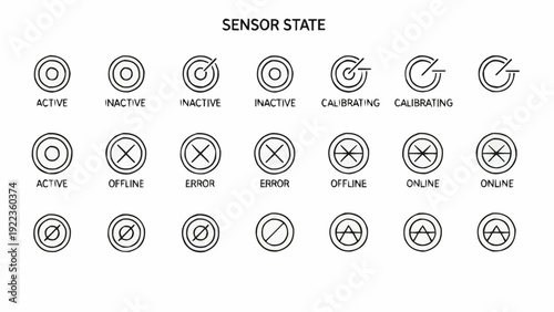 Sensor State Icons Set Graphic.