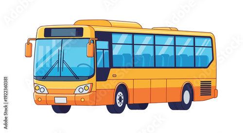 A bright yellow city bus with tinted windows is shown in profile