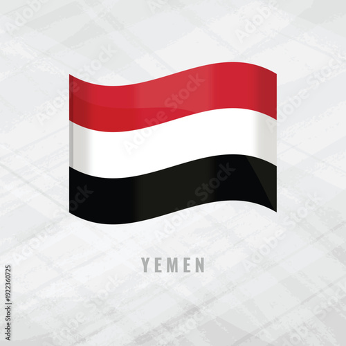Free Download 3d illustration waving flag of Yemen. Vector flag of Yemen on Grey Background with copy space. Symbol of Yemen. - GFXLoad