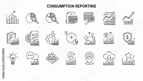 Business icons for consumption reporting.