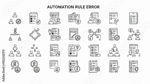 Automation Rule Error Icons Set.