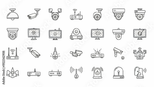 Security cameras and surveillance icons.