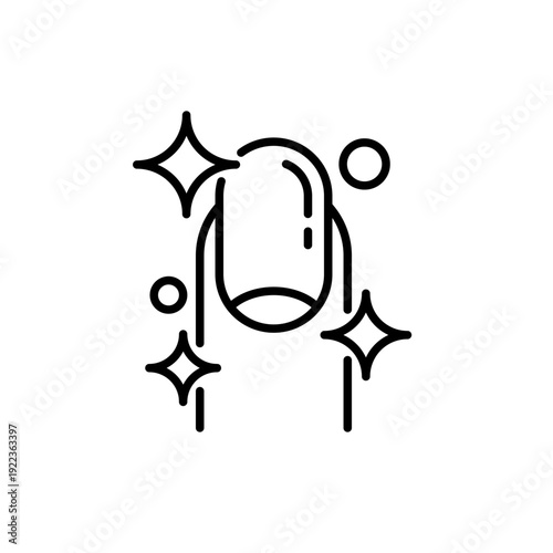 Nail care icon set. lacquer up, manicure for varnish. Nail polish remover. fingernail painting. Nail polishing salon. Nail care label, logo, badge, symbol, line, flat vector, isolated illustration.