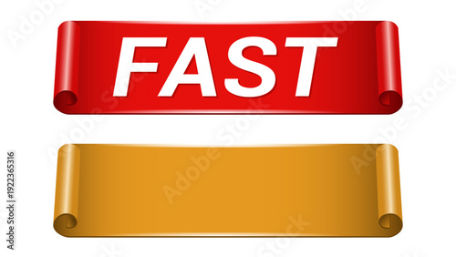 Red and gold ribbons with fast text