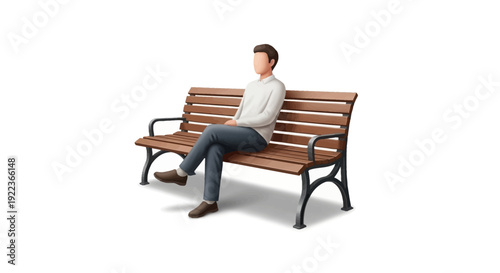 Man sitting on a wooden bench.