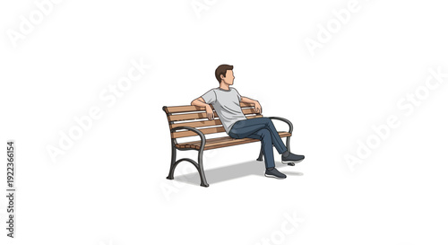 Man sitting on a wooden bench.